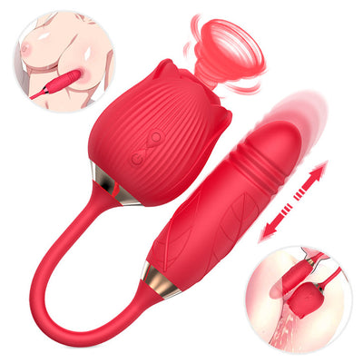 Clital Sucking and G-point Thrust Rose Vibrator